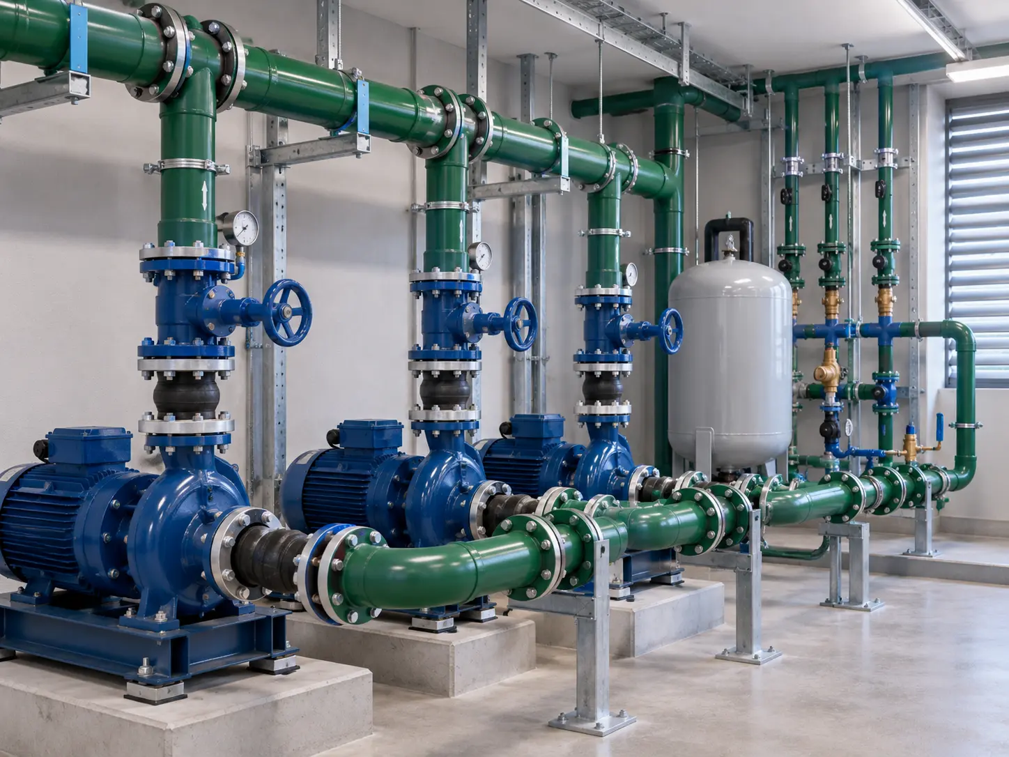Conjunto de bombas e tubulação industrial