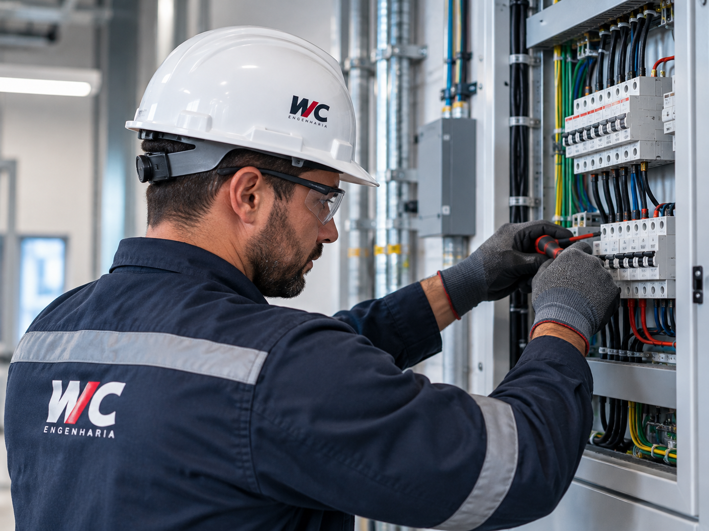 Execução de instalação elétrica em quadro de distribuição